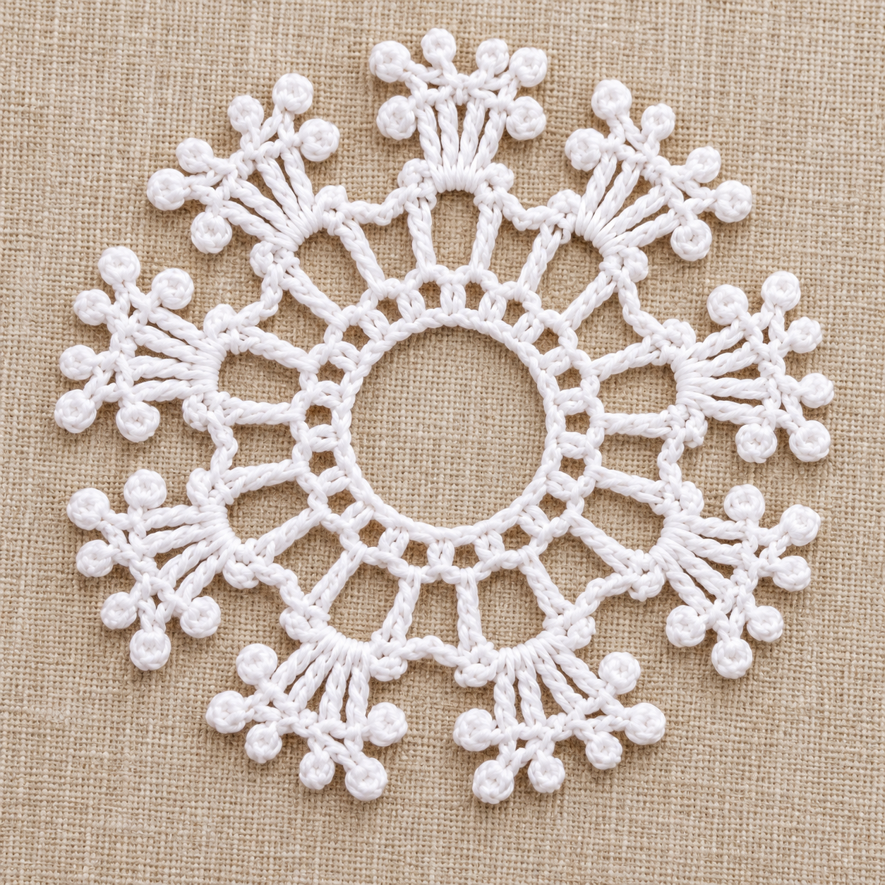 Ten-Point Picot Flower Crochet Motif Chart - finished crochet preview