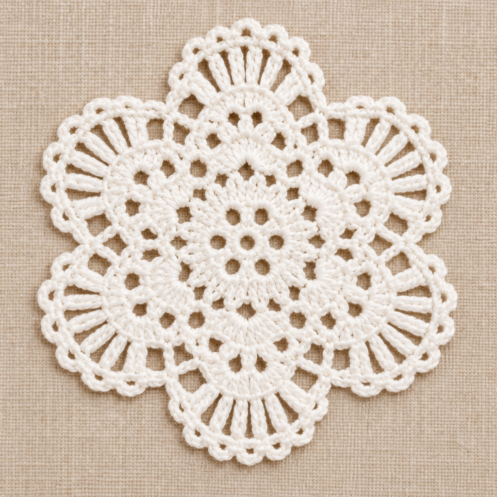 Six-Petal Small Crochet Blossom Chart - finished crochet preview