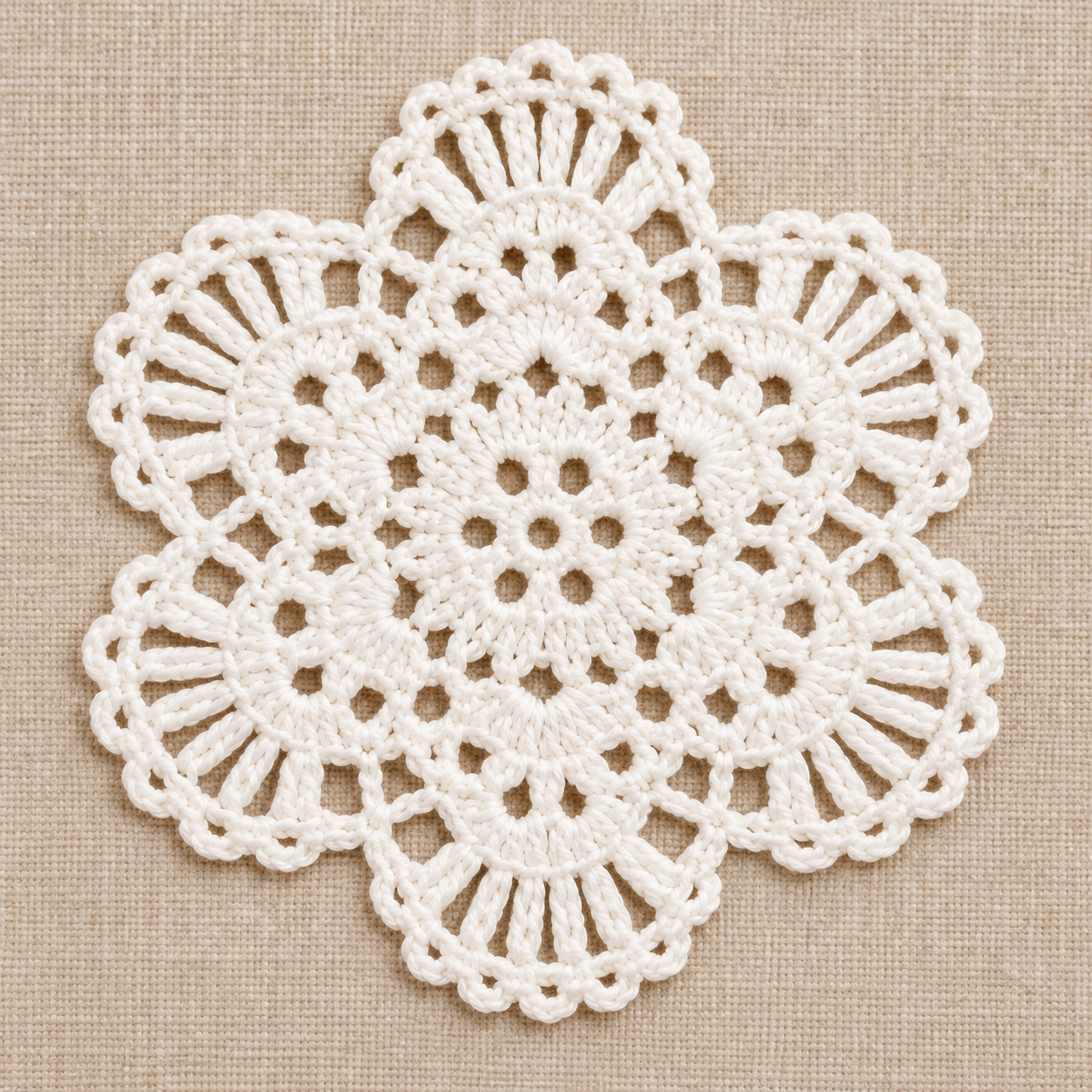 Six-Petal Small Crochet Blossom Chart - finished crochet preview
