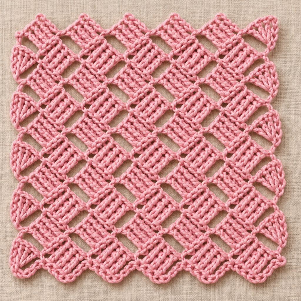 Chain and Double Crochet Basketweave Stitch Chart - finished crochet preview