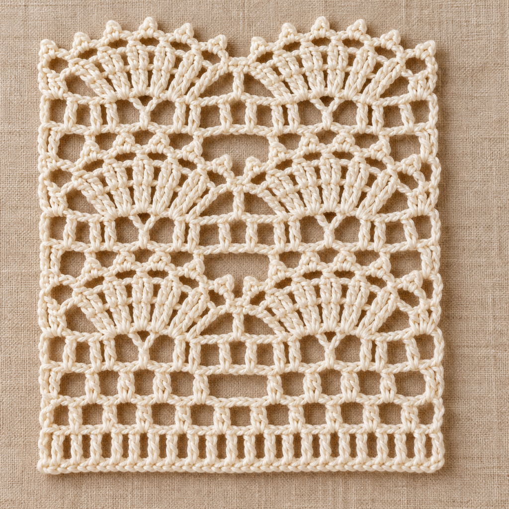 Ten-Row Picot Fan Crochet Stitch Chart - finished crochet preview