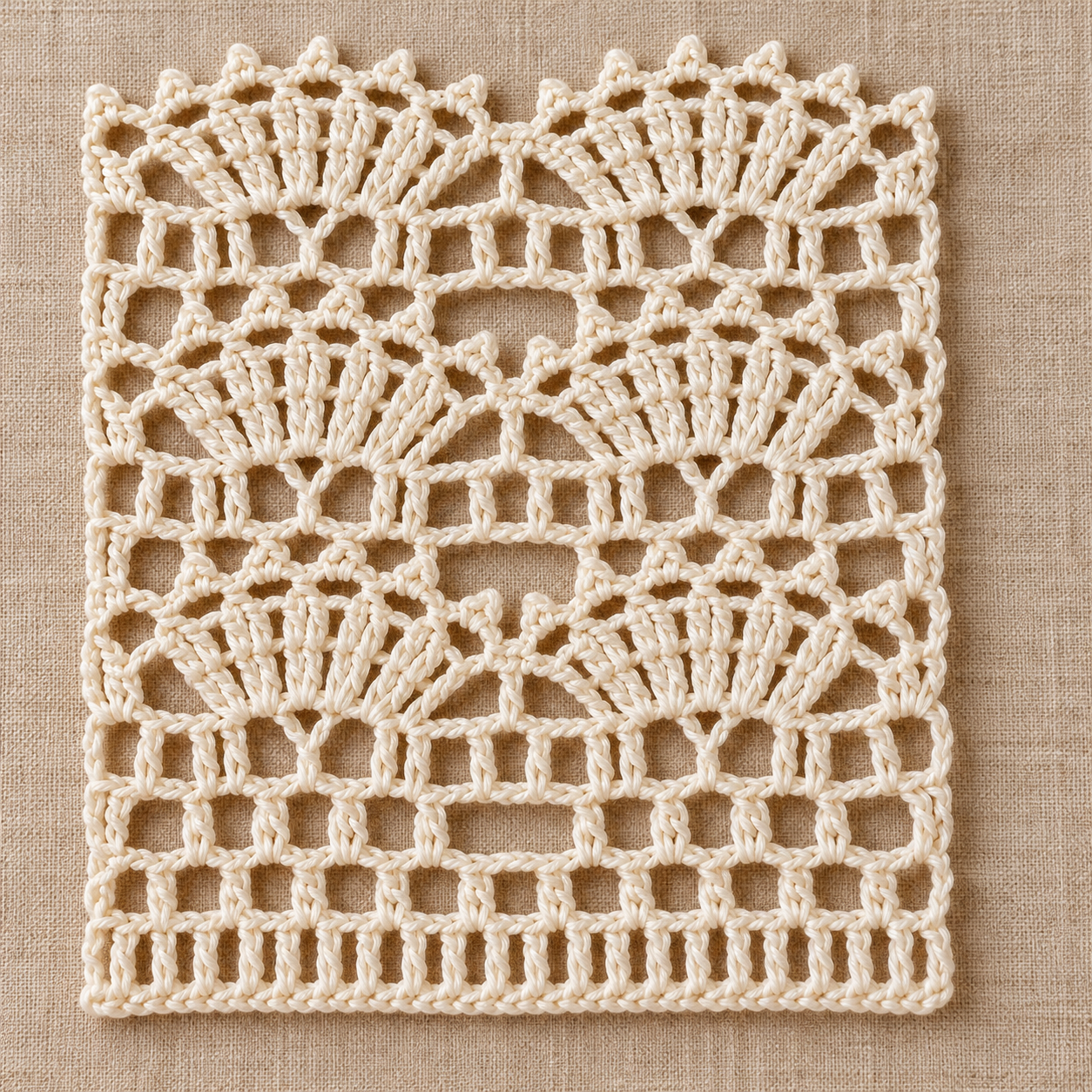 Ten-Row Picot Fan Crochet Stitch Chart - finished crochet preview