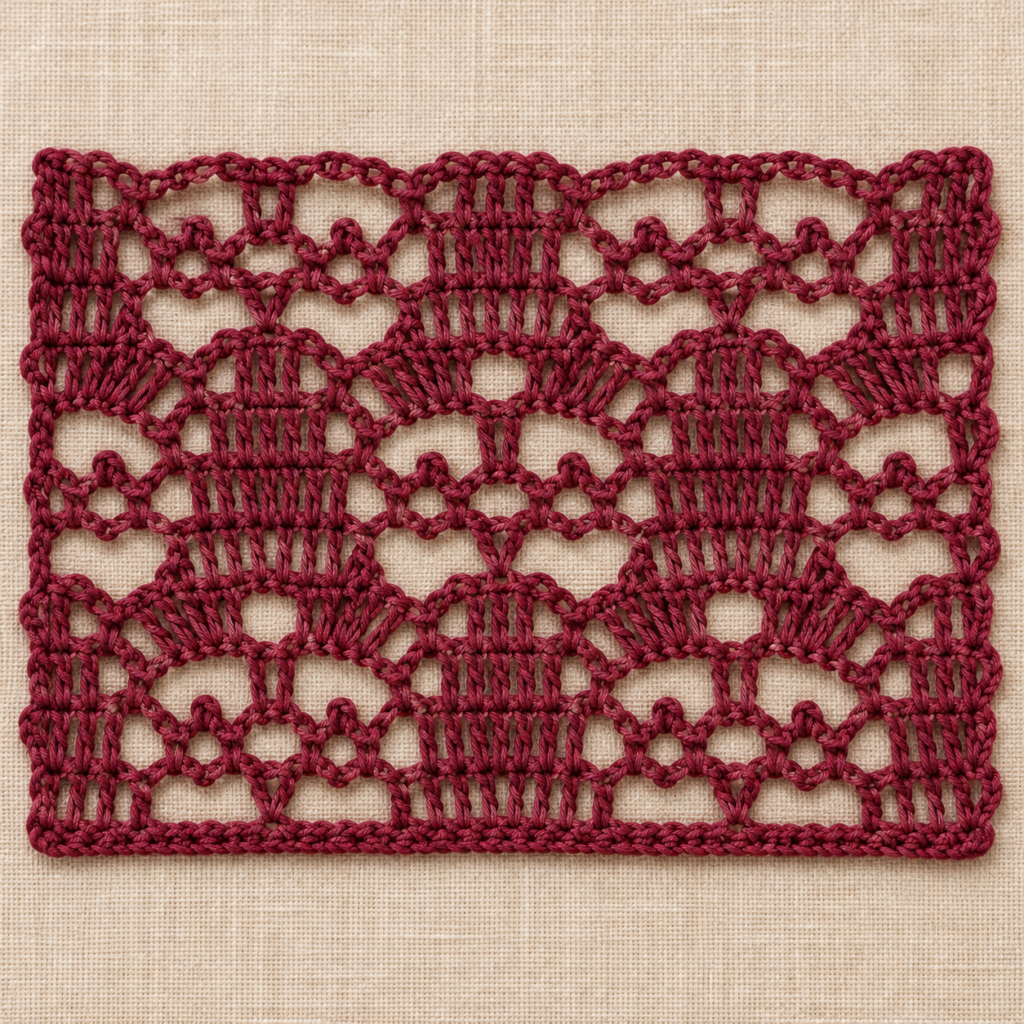 Seventeen-Stitch Fan and Chain Crochet Chart - finished crochet preview