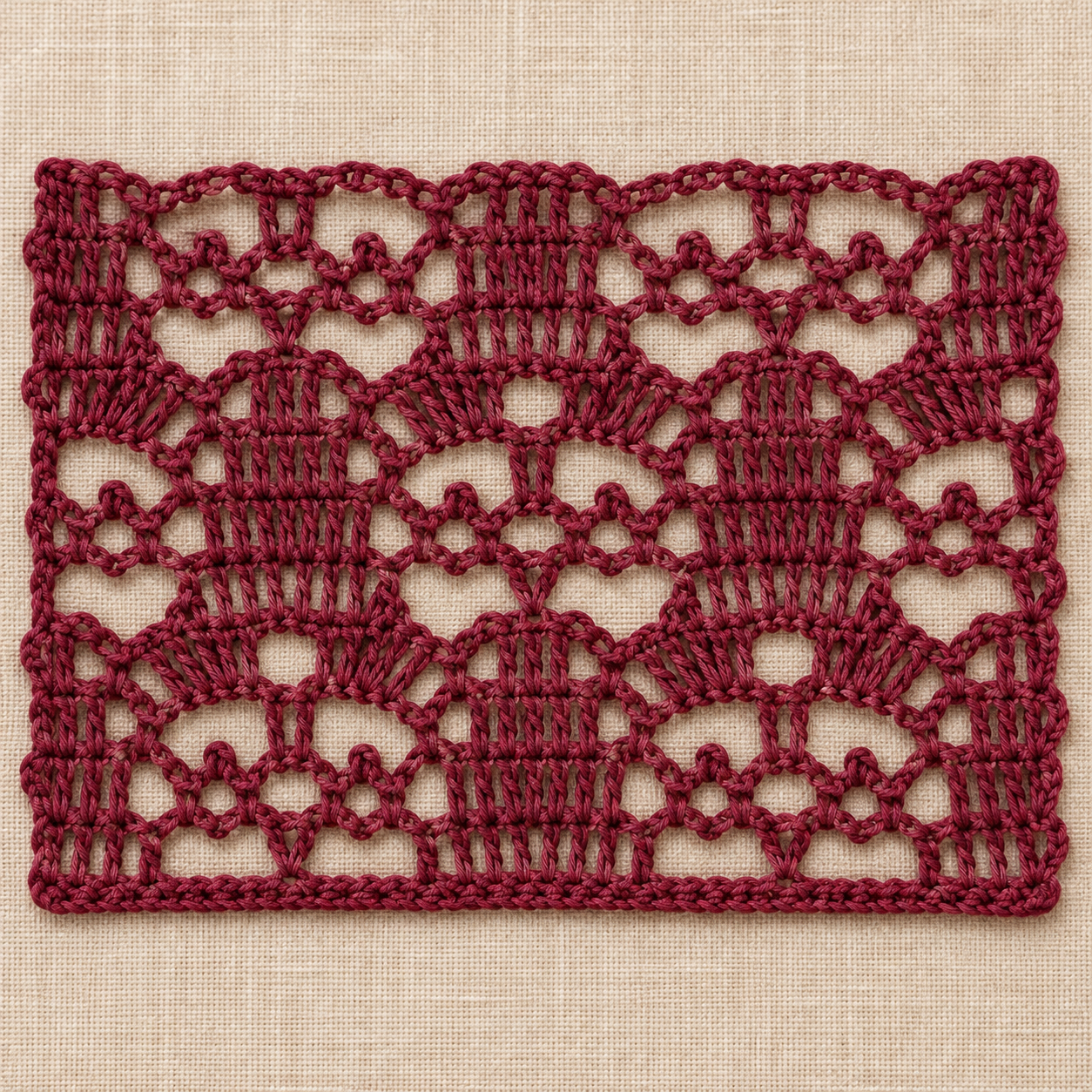 Seventeen-Stitch Fan and Chain Crochet Chart - finished crochet preview