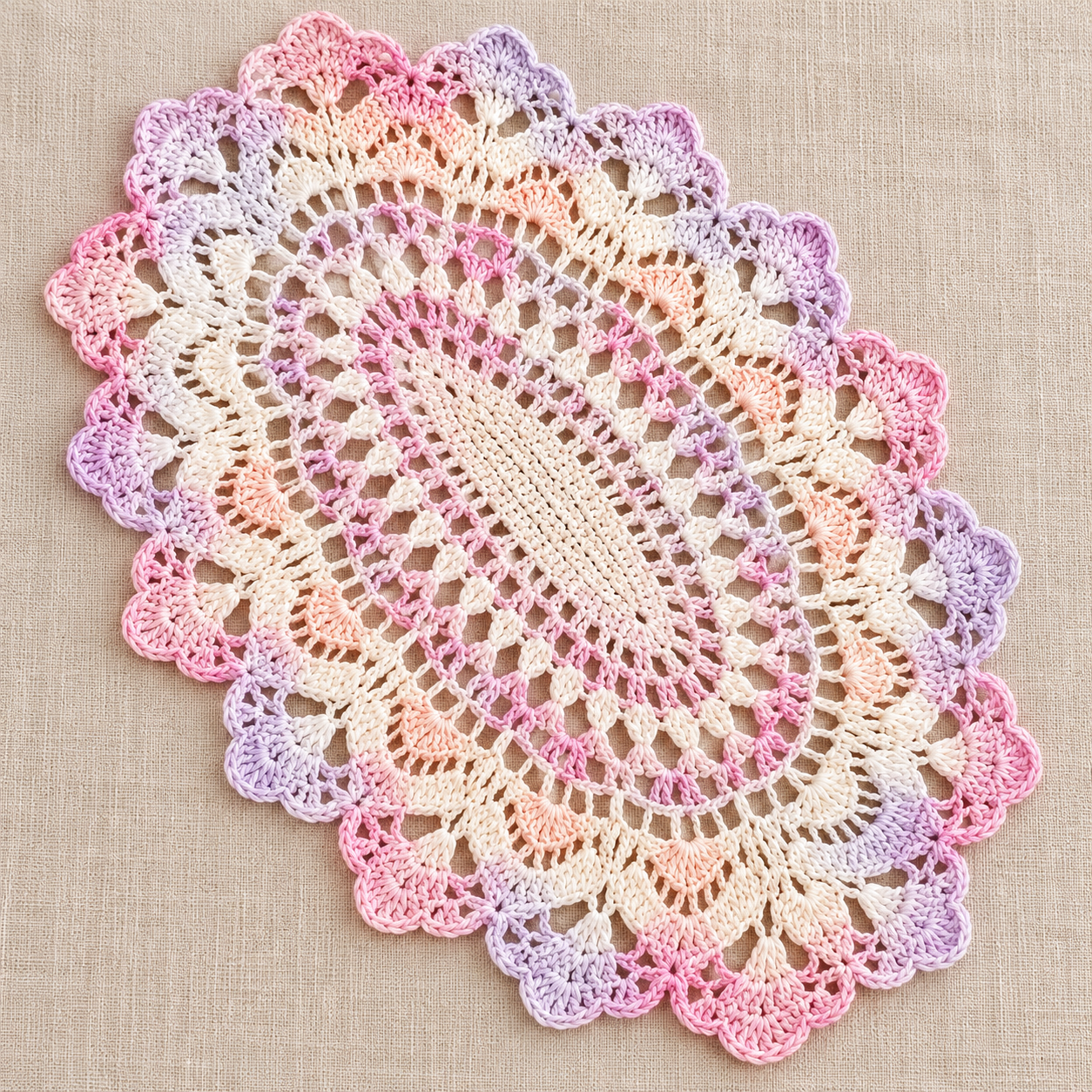 Scalloped Oval Lace Doily Crochet Chart - finished crochet preview