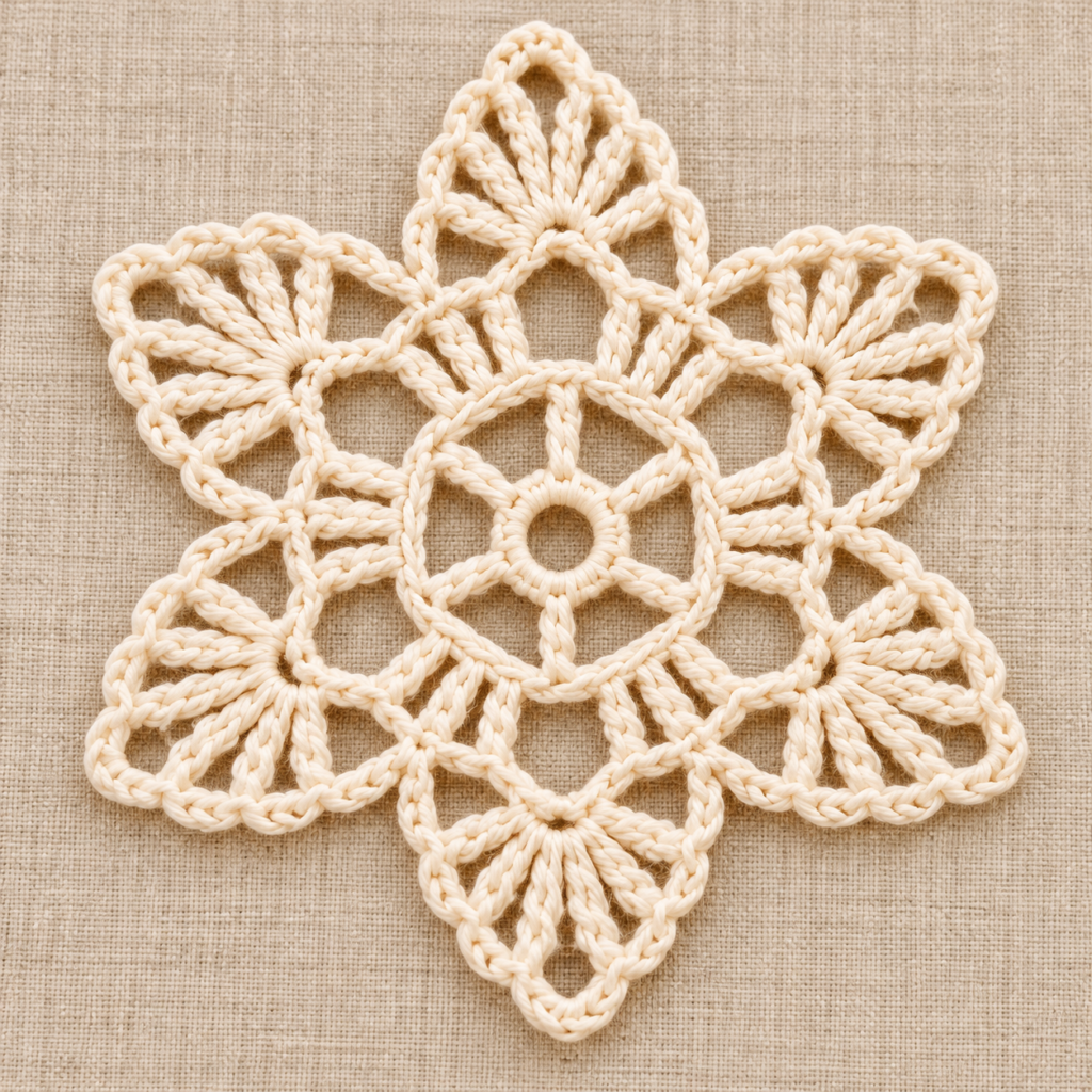 Six-Petal Chain Lace Crochet Flower Chart - finished crochet preview