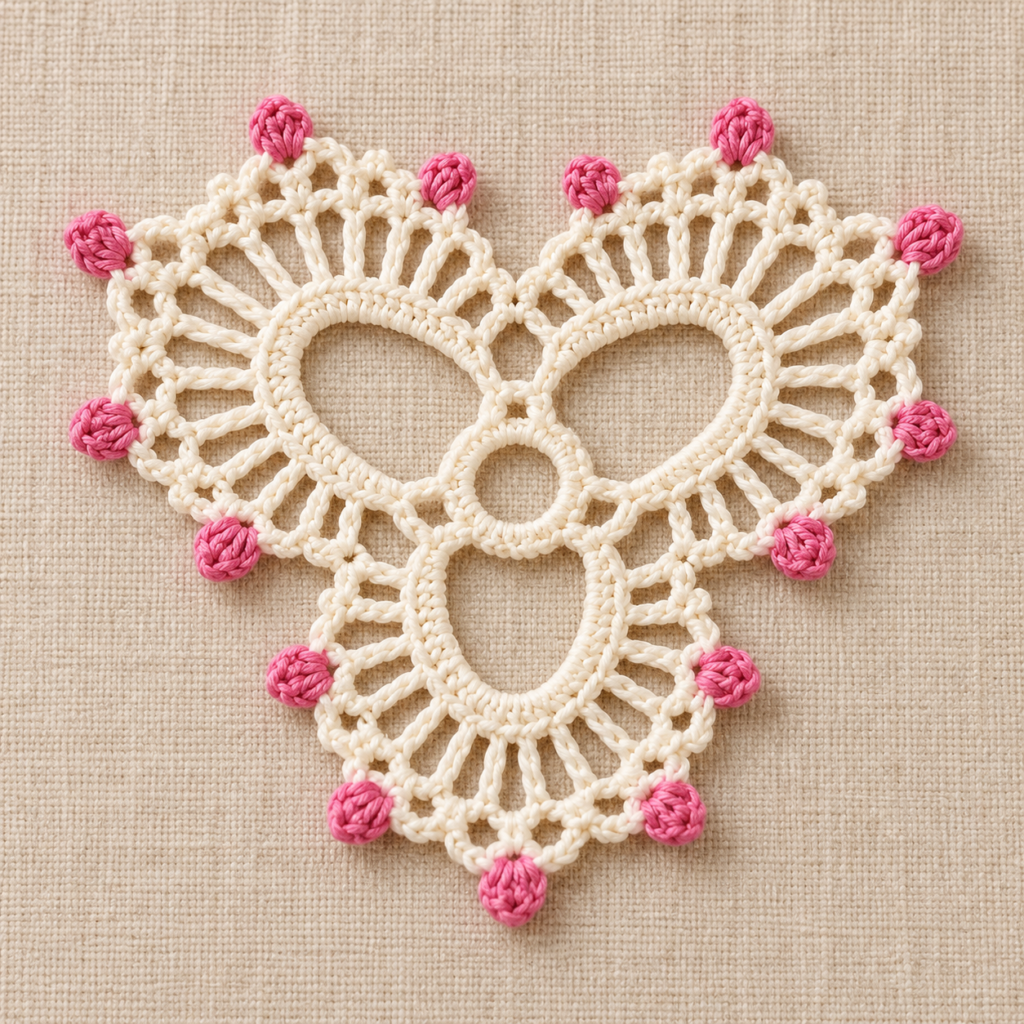 Three-Lobed Picot Crochet Flower Chart - finished crochet preview