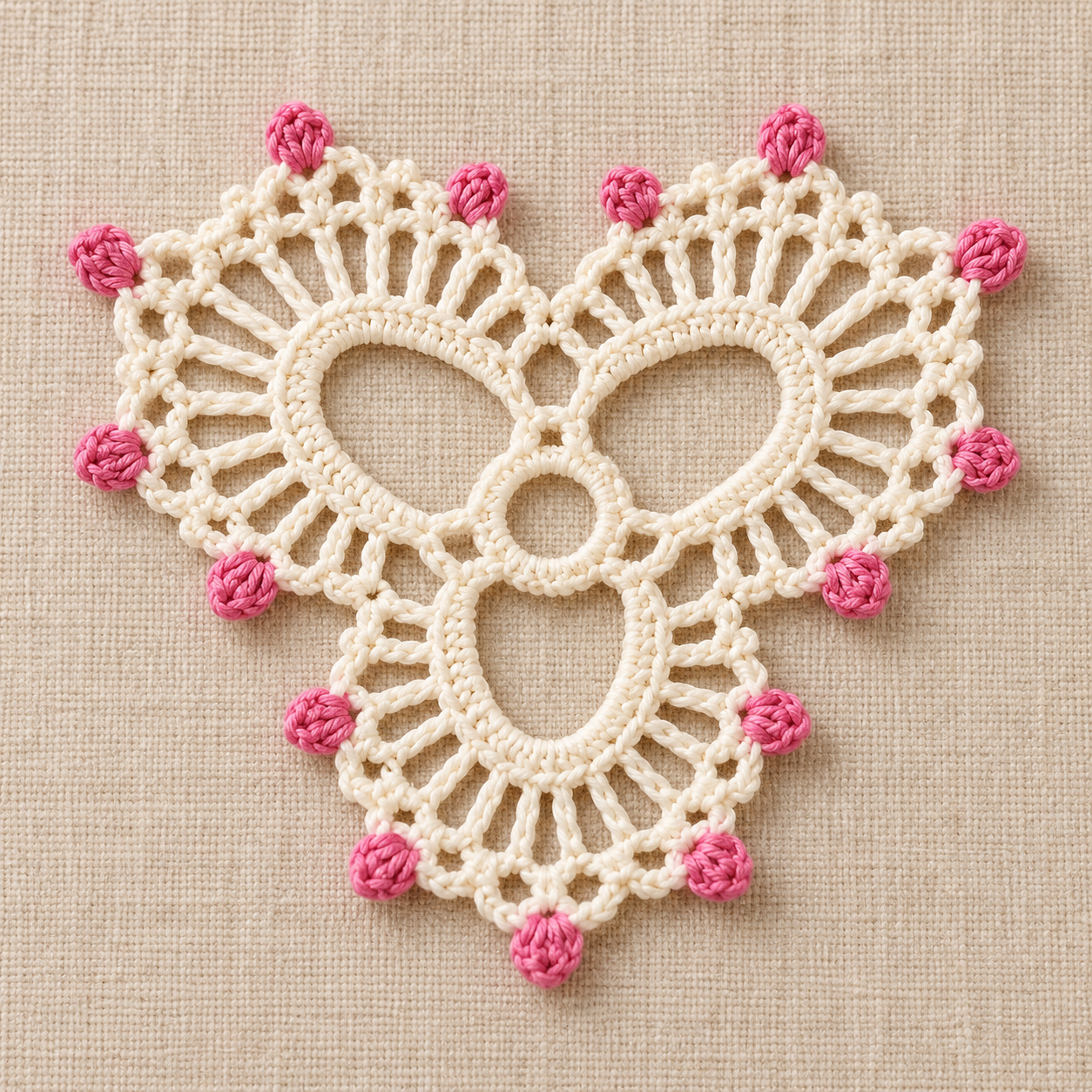 Three-Lobed Picot Crochet Flower Chart - finished crochet preview