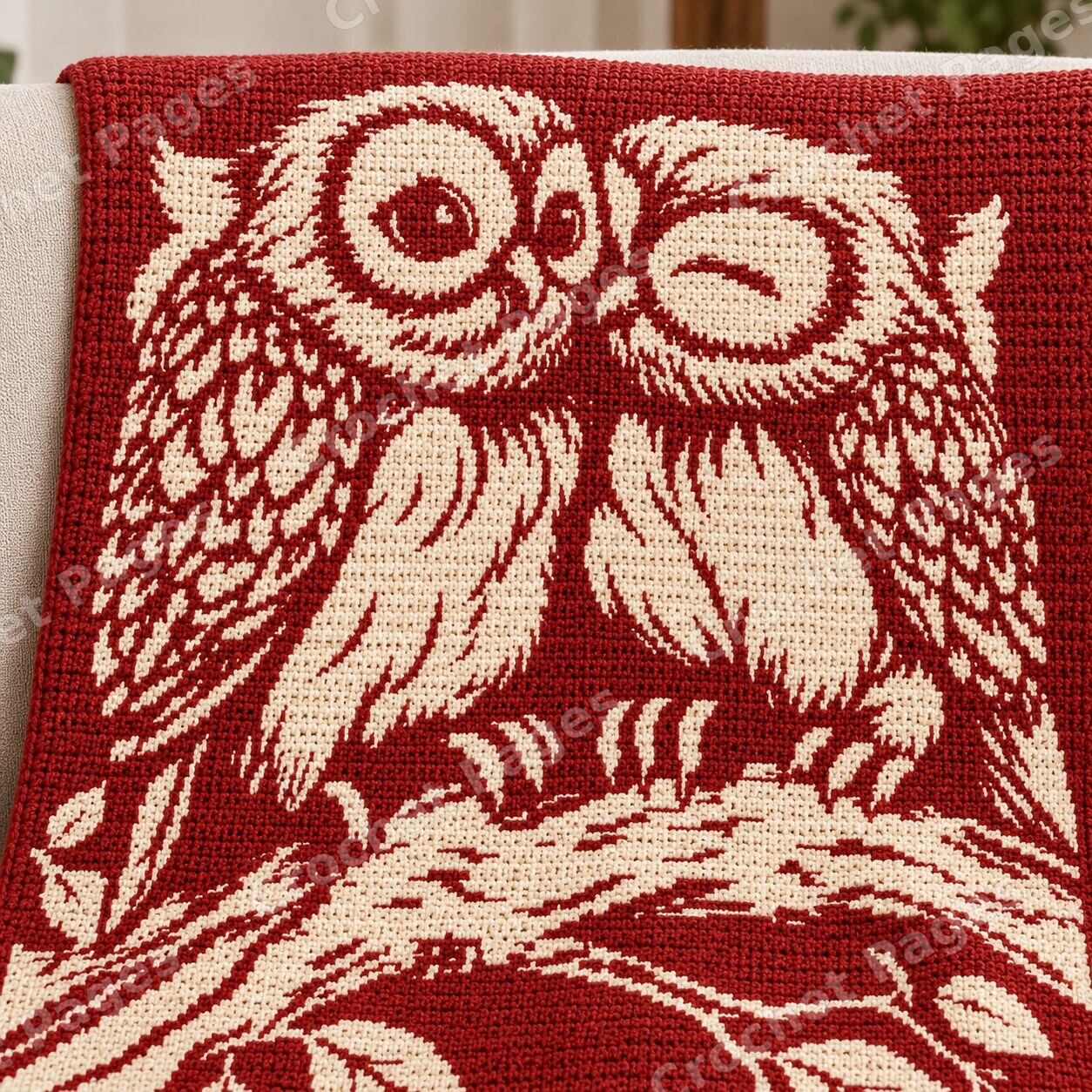 Owl Companions crochet project mockup, owls detail