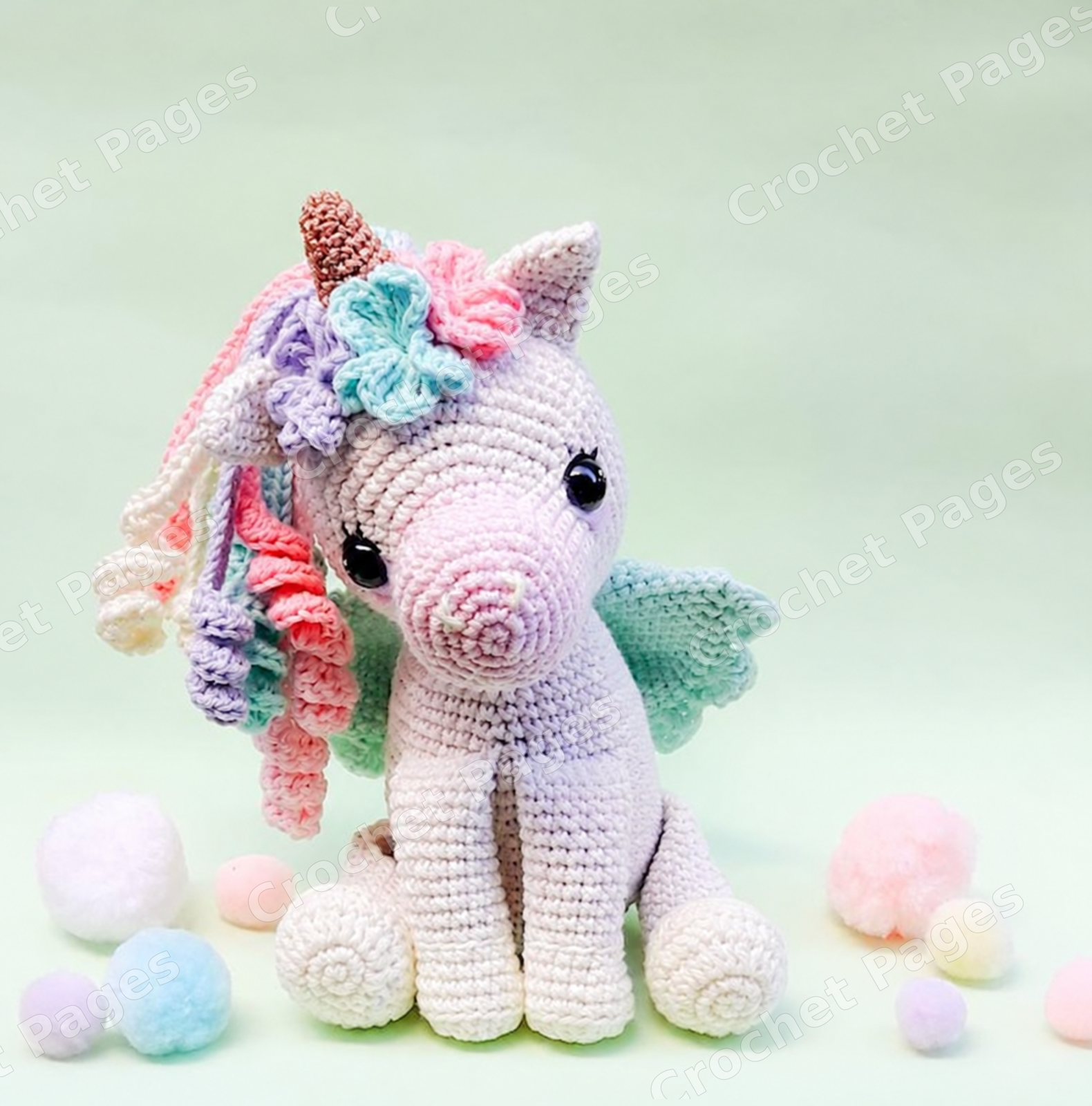 Roxi the Unicorn crochet project shown in the pattern preview