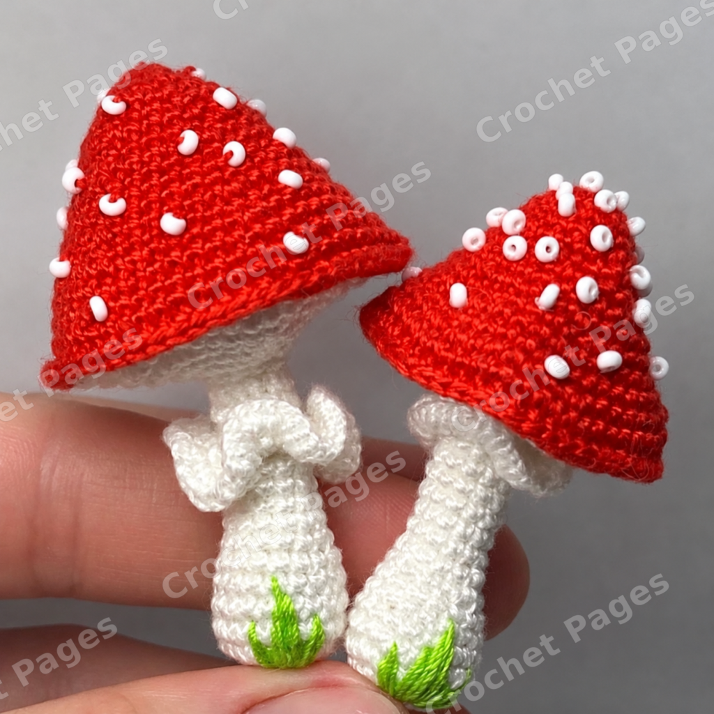 Little Toadstool crochet project shown in the pattern preview