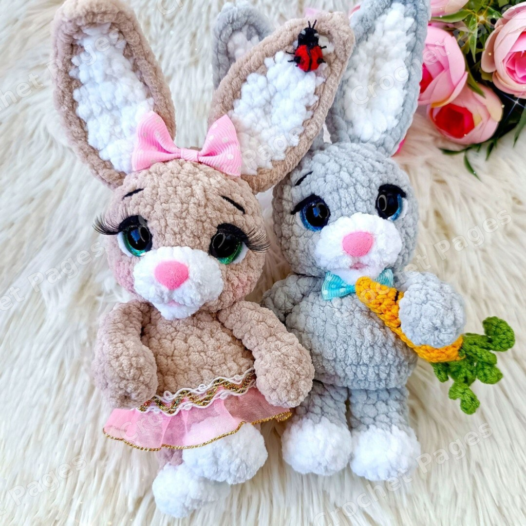 Plush Rabbit crochet project shown in the pattern preview